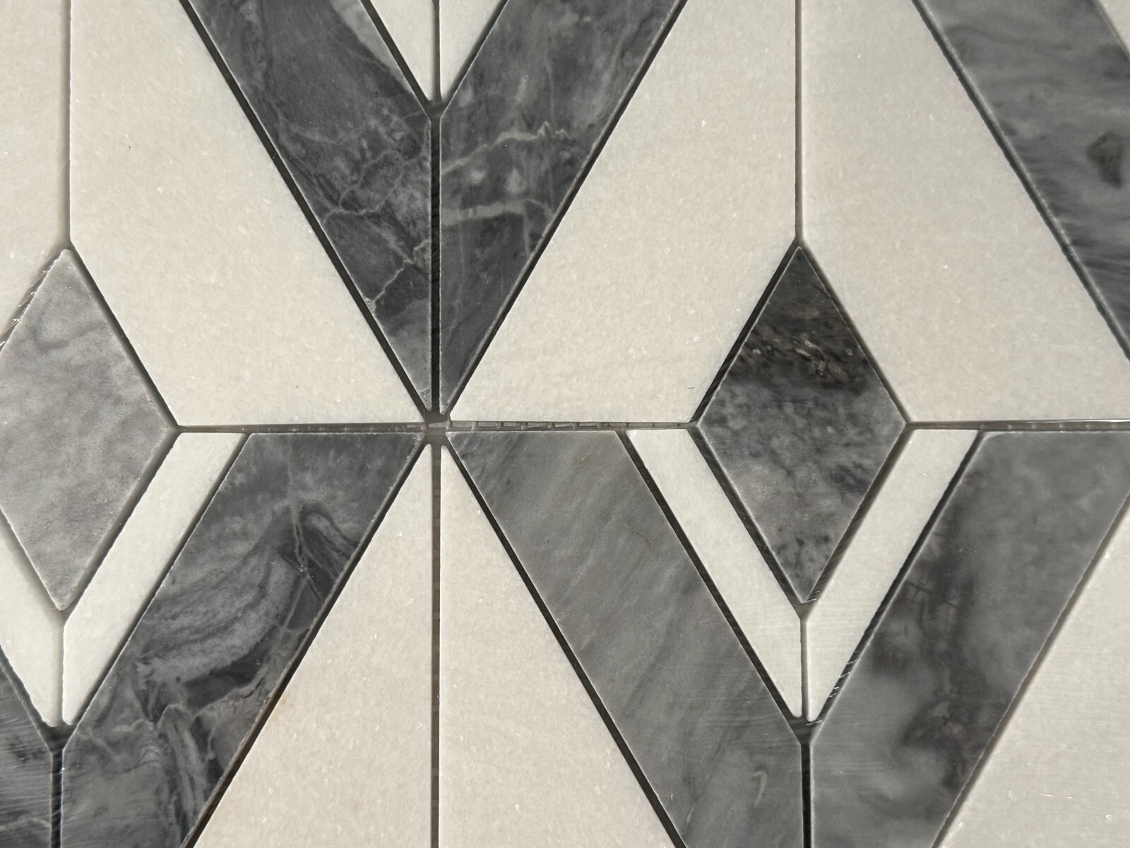 S57 Grey/White Diamond Marble Mosaic Tile Kitchen Bathroom Polished, 7 sheets