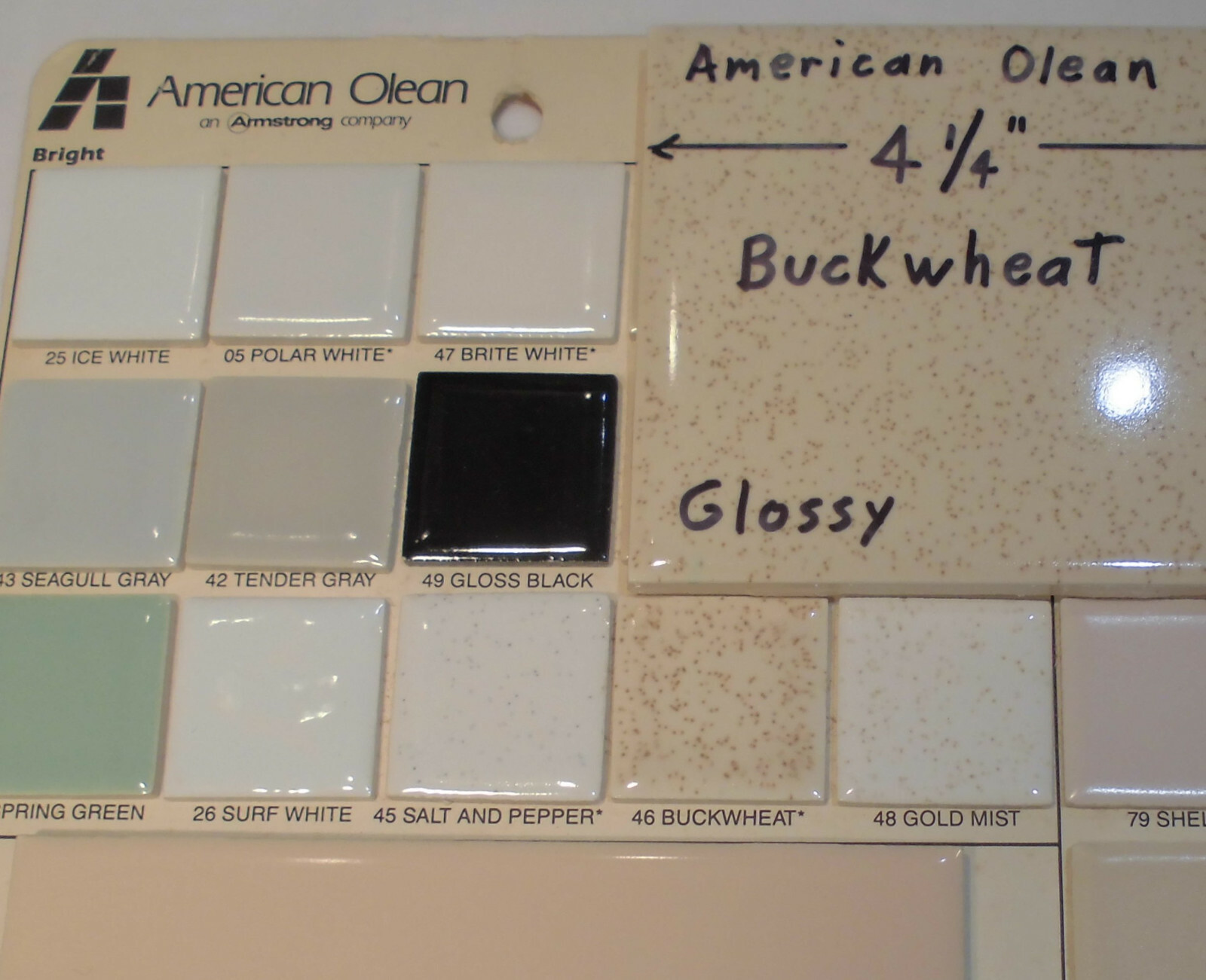1 pc. Vintage *Buckwheat* Glossy Ceramic Tile #46 by American Olean 4-1/4″ NOS