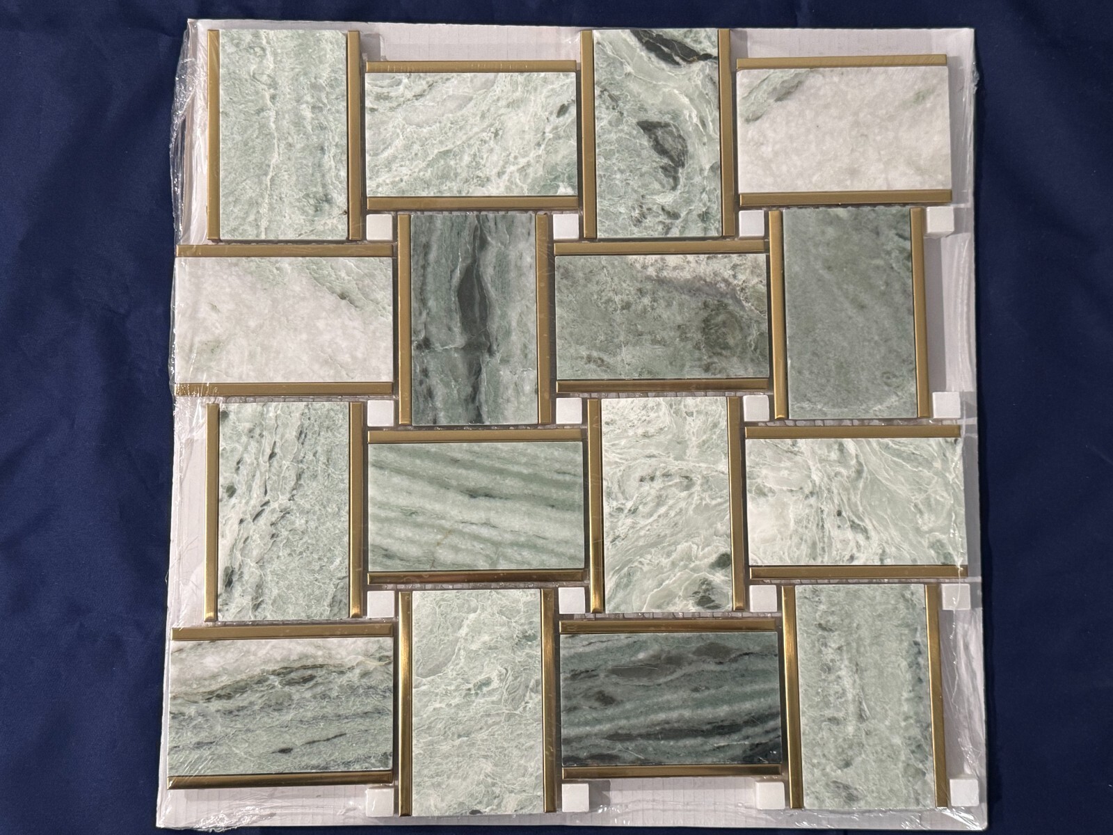 S59 Green/White Marble Rectangle Braid Tile Mosaics Kitchen Bathroom Backsplash