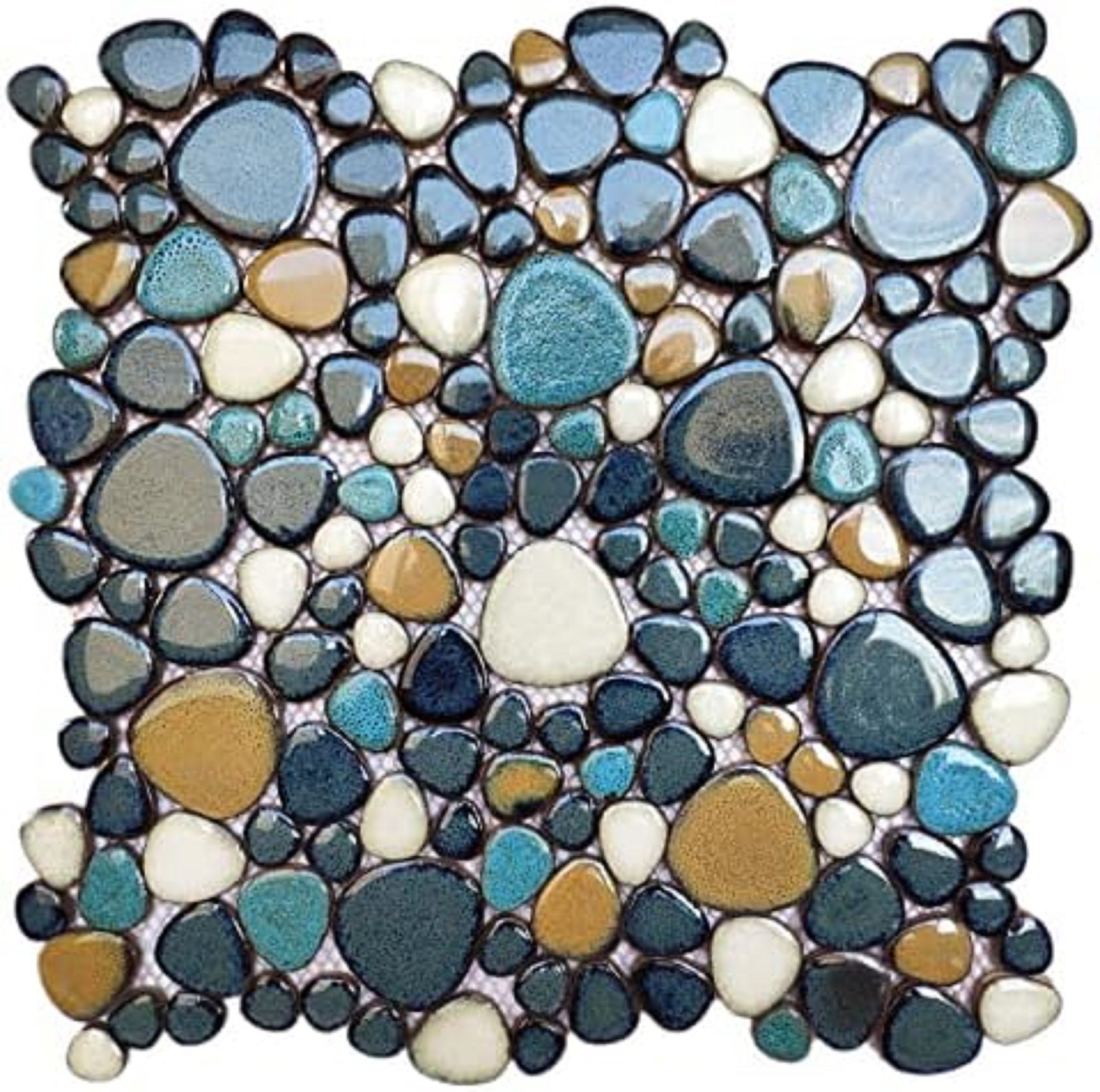 Aqua Cobalt Blue Pebble Tile for Stunning Shower Floors & Backsplashes
