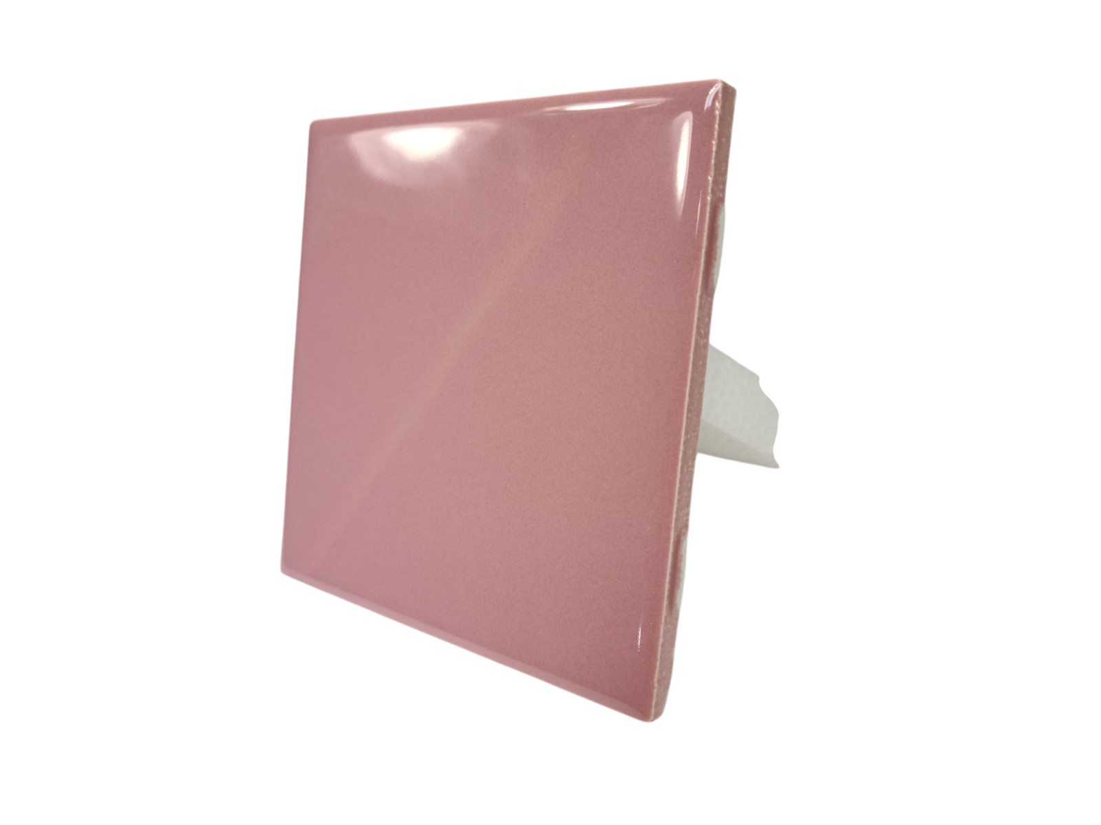 Carnation Pink Ceramic Tile 4.25 in Subway Square Mid Century Modern