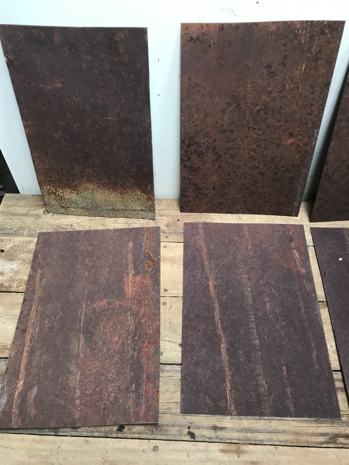 10 Rusty Galvanized Patina Sheet Metal 12″ x 7 1/2 – 8″ Wall Tile Art Garden (F)