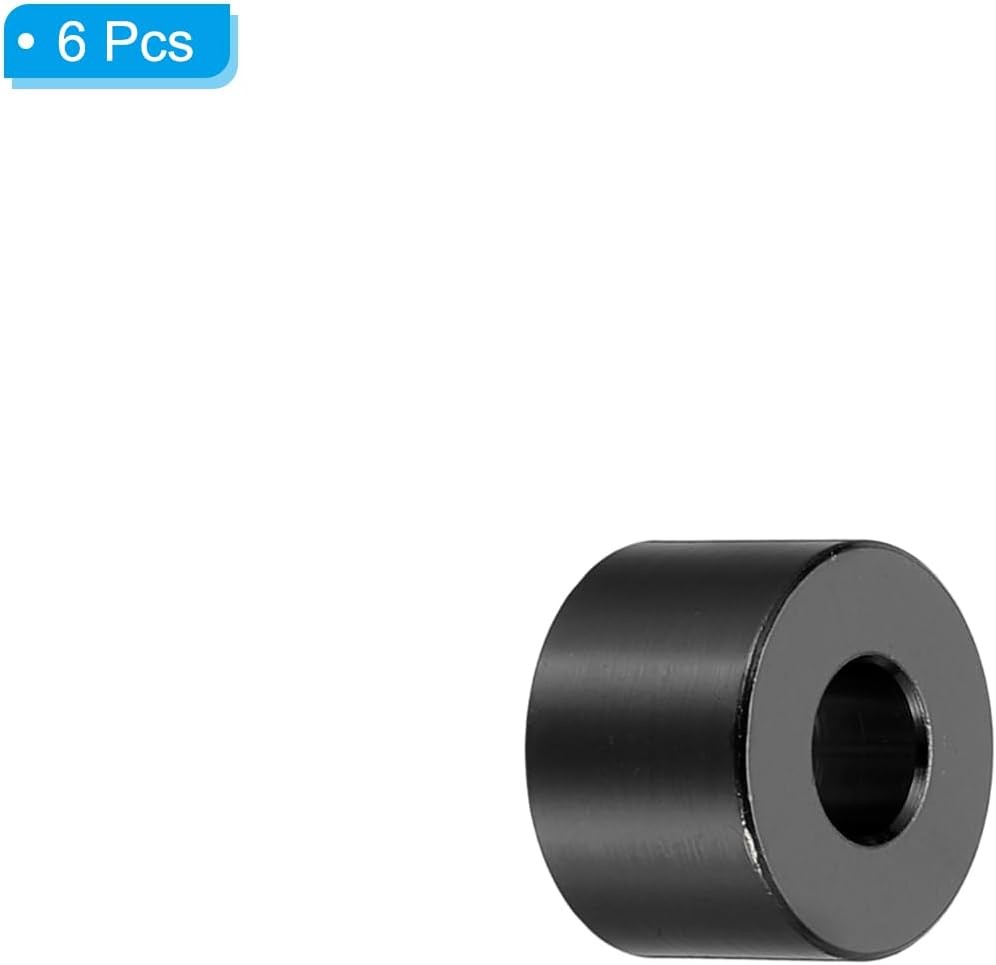 PATIKIL M6 Aluminum Spacers, 6 Pcs Metal 6.2mm ID x 15mm OD x 10mm L, Black
