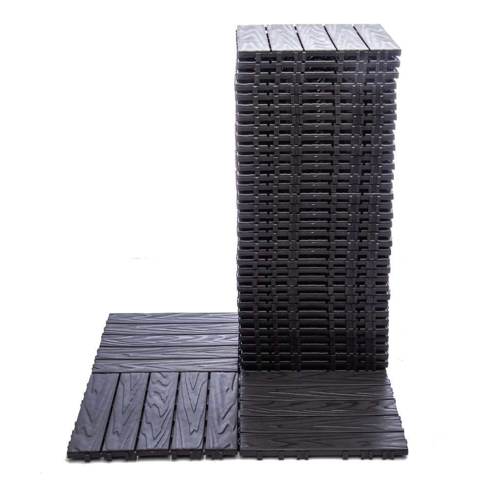 68-Pack 11.42″x11.42″ Plastic Interlocking Deck Tiles – 61.60 Sq.Ft Outdoor