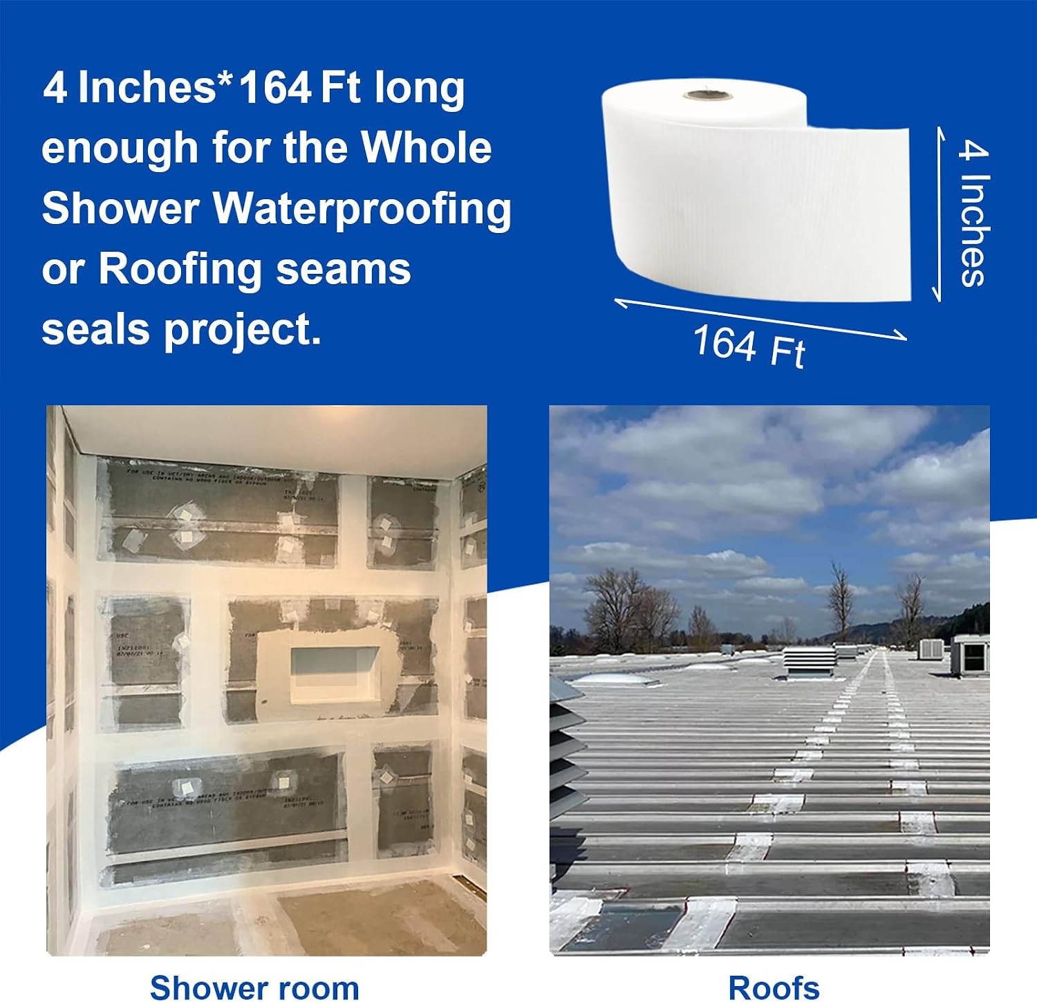 2 Pack 4 Inches x 164 Feet Waterproofing Membrane Anti Fracture Fabric, Reinf…