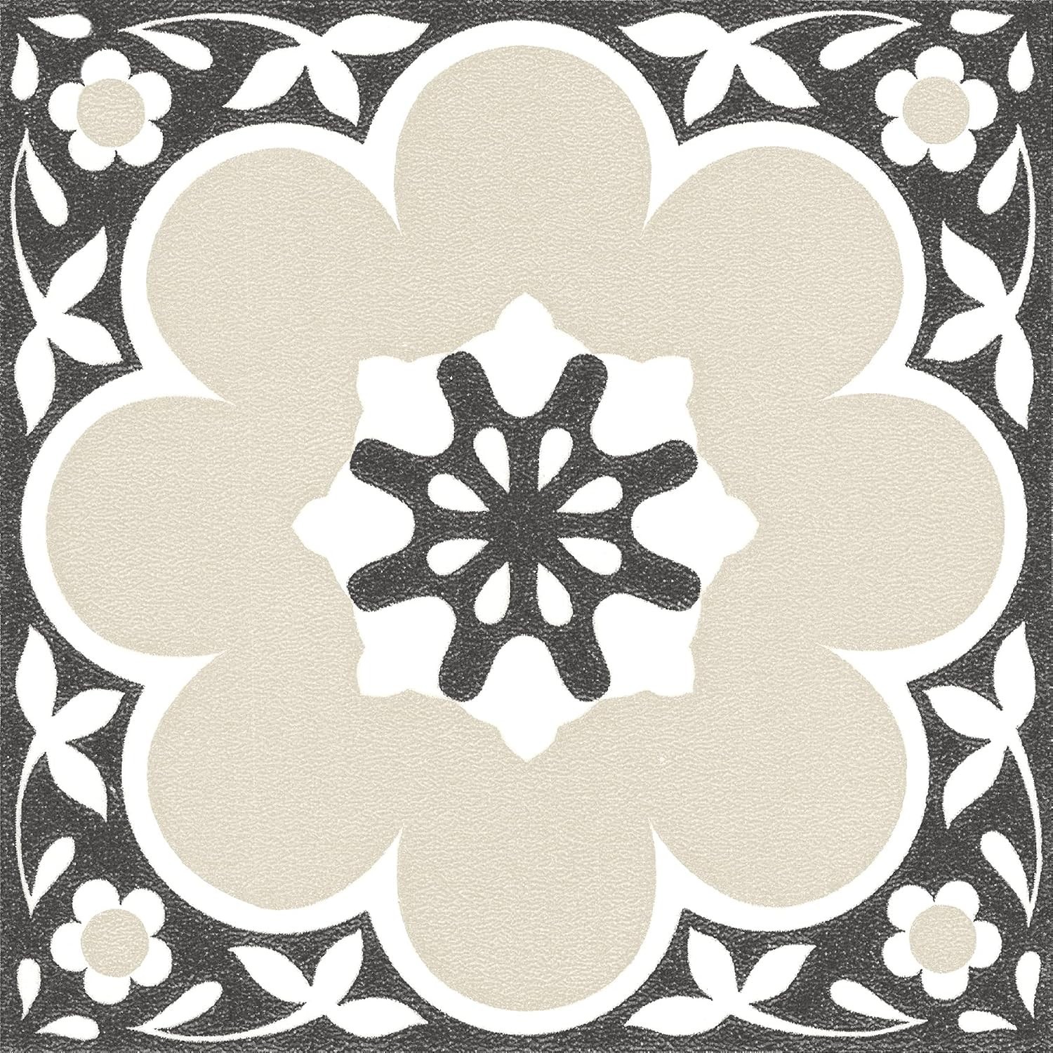 12-in by 12-in Black Daphne Vinyl Peel & Stick Floor Tiles 10 Tiles, 10 sq.ft…