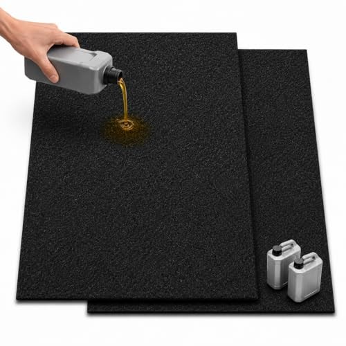 2 Pack Garage Floor Protector – 39″x59″ Oil Spill Mat – Absorbent Pad