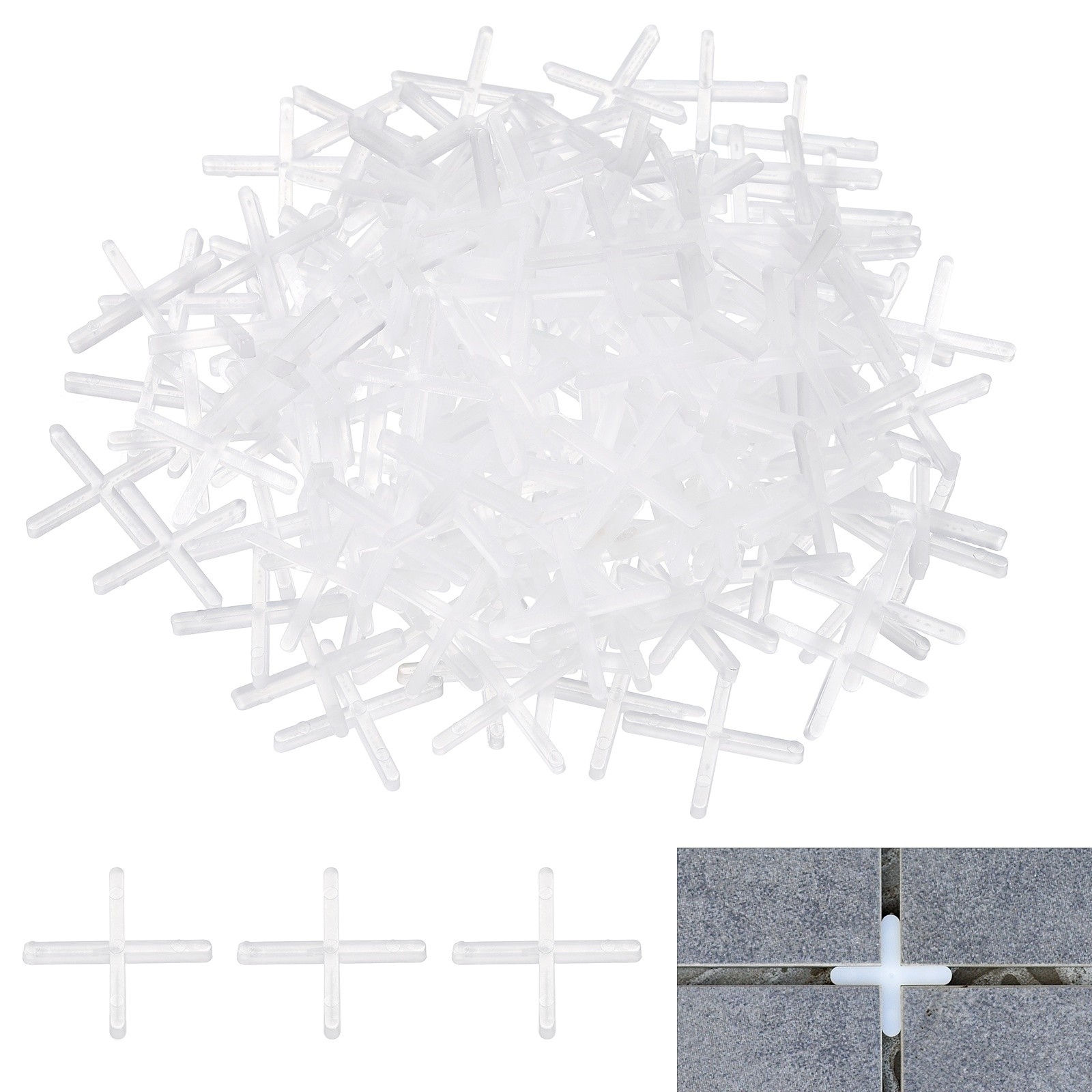 400Pcs Tile Spacers, 2mm 3/32″ Cross Shape Wall Floor Tile Spacer White