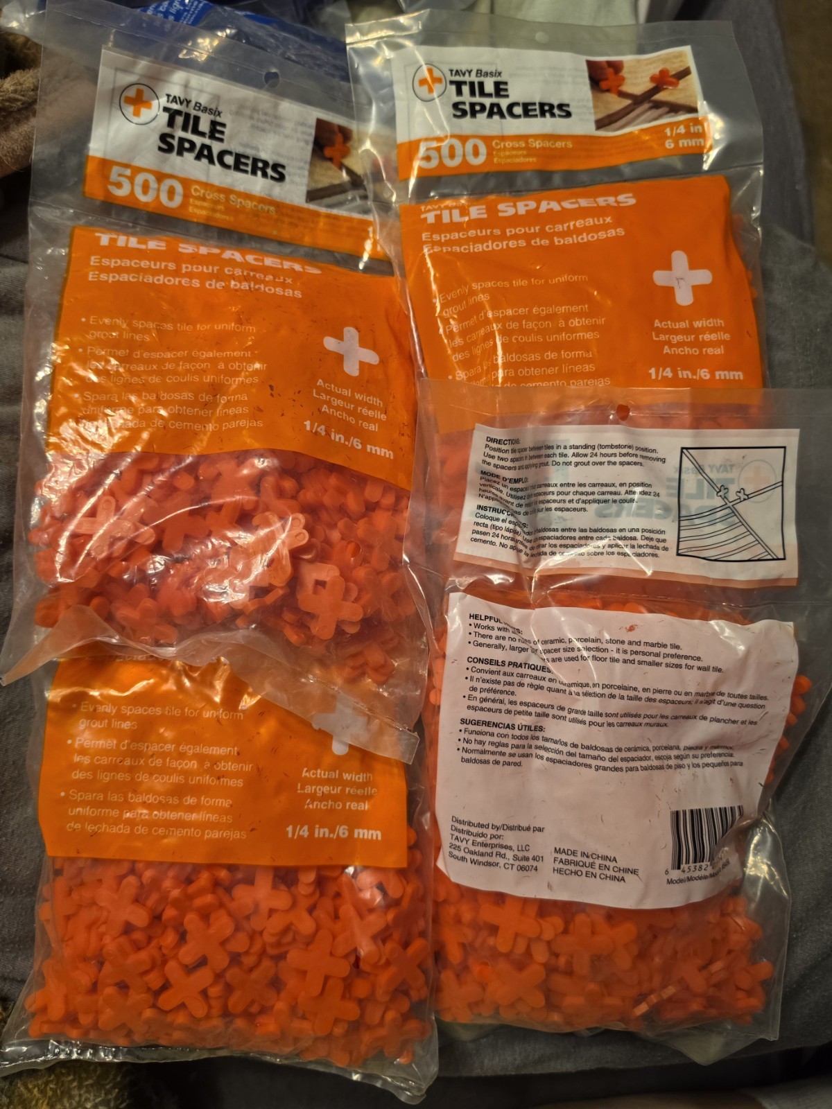 4x 500 Count TAVY BASIX Cross + Tile Spacers 1/4 inch/6mm 2,000 Pieces Total