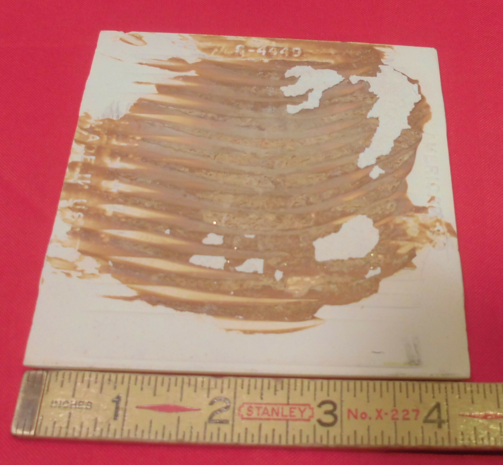 1 pc. Vintage Glossy Ceramic Bullnose Tile 4-1/4” *Autumn Gold-Yellow* By A. O.