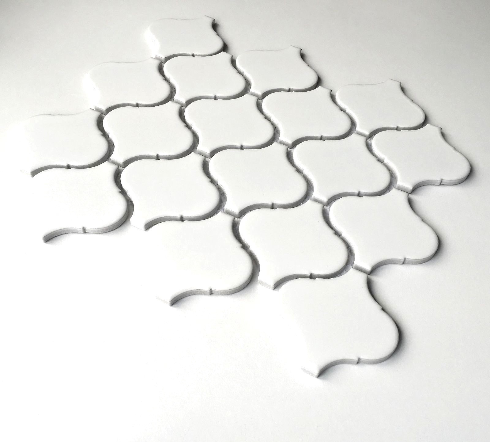 White Glossy Lantern Arabesque Porcelain Mosaic Tile Wall and Floor Backsplash