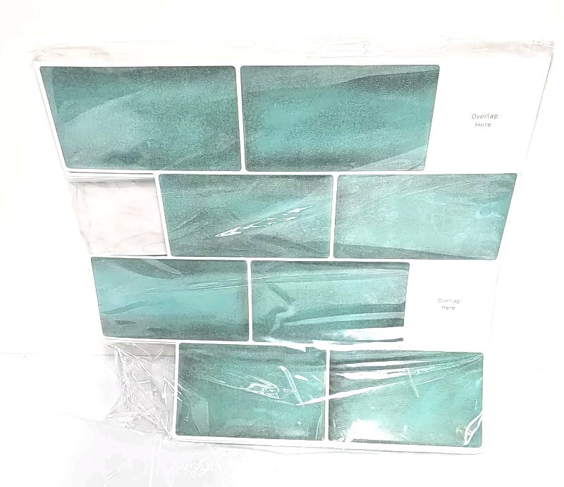 Lot Of 2 HEITICUP 10-Sheet Peel Stick Tiles Backsplash 12″x12″ 3D Subway Green