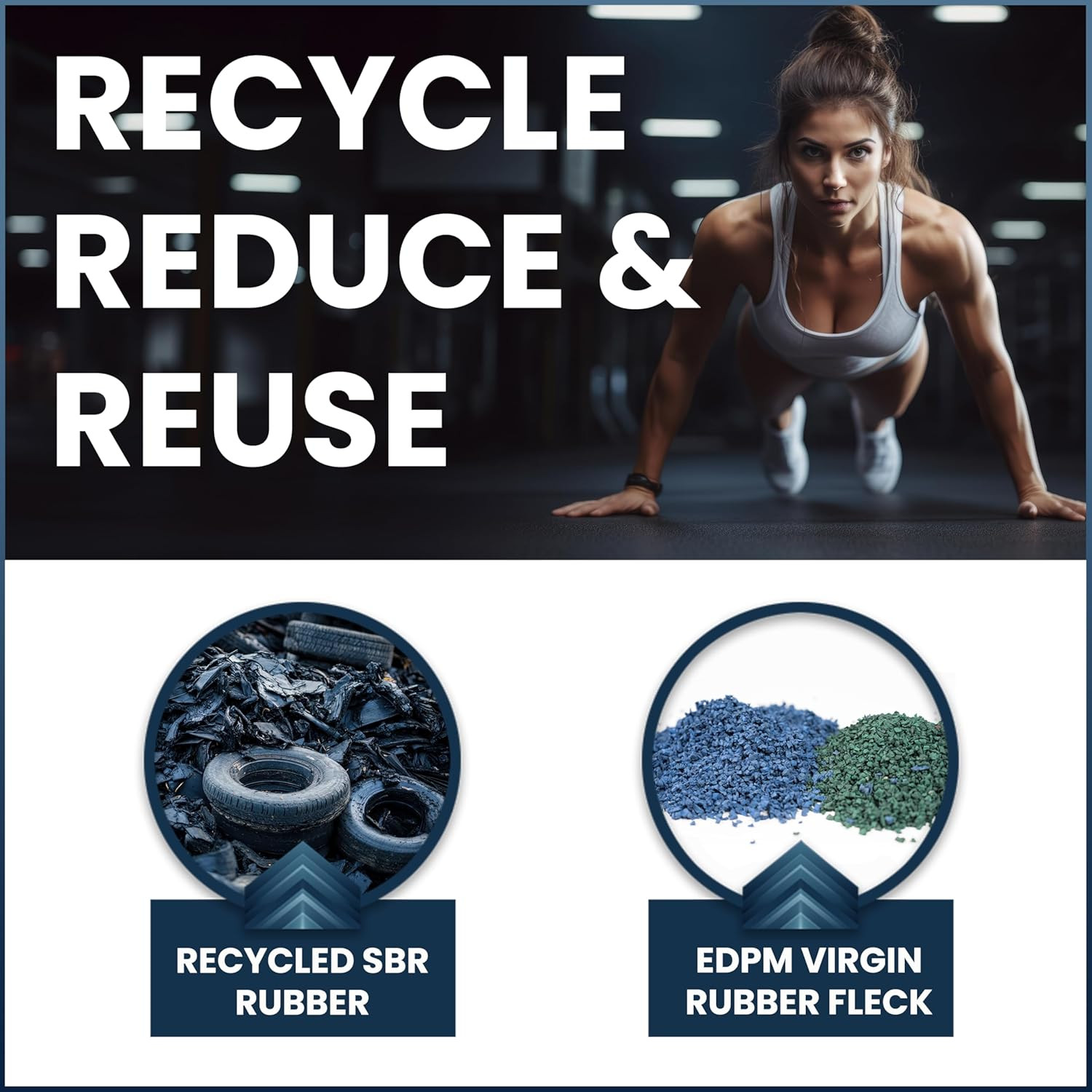 Eco-Lock 1/4″ Rubber Floor Tiles – Recycled Gym Flooring for Home & Garage