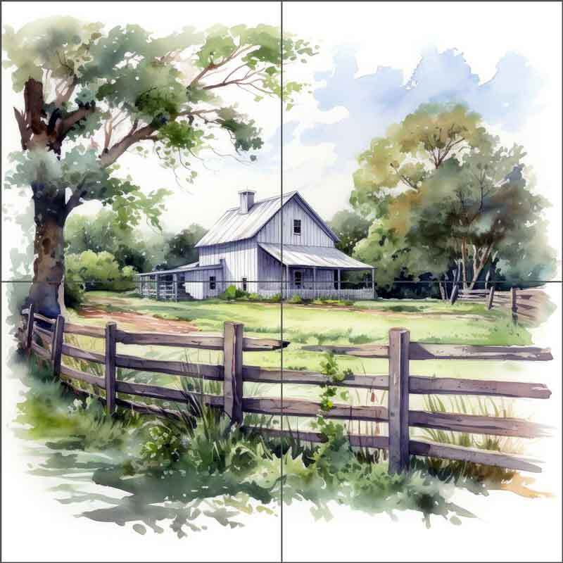 Country Tile Backsplash Ray Powers Landscape Art Ceramic Mural OB-RPA546b