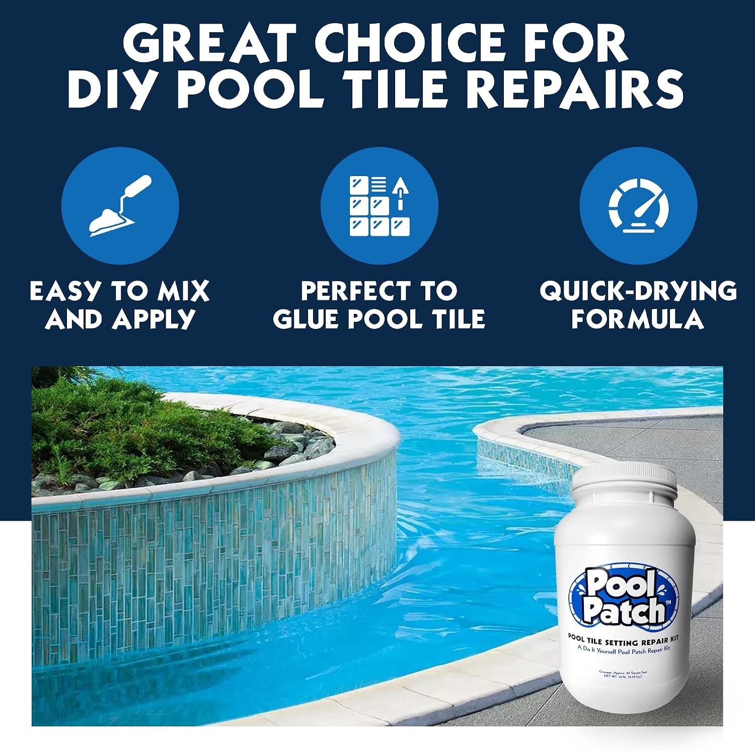 Pool Tile Thinset Adhesive Repair Kit – Easy Mix, Quick-Dry, Strong Bond