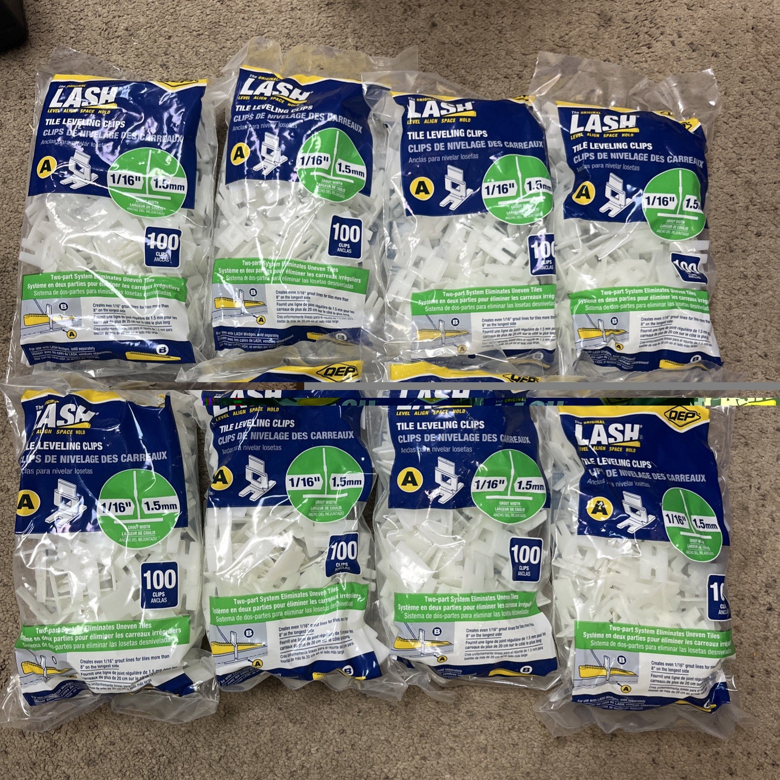 QEP LASH White 1/16 in. Clip Part A of 2-Part Tile LevelSystem(8BAG of 100clips)