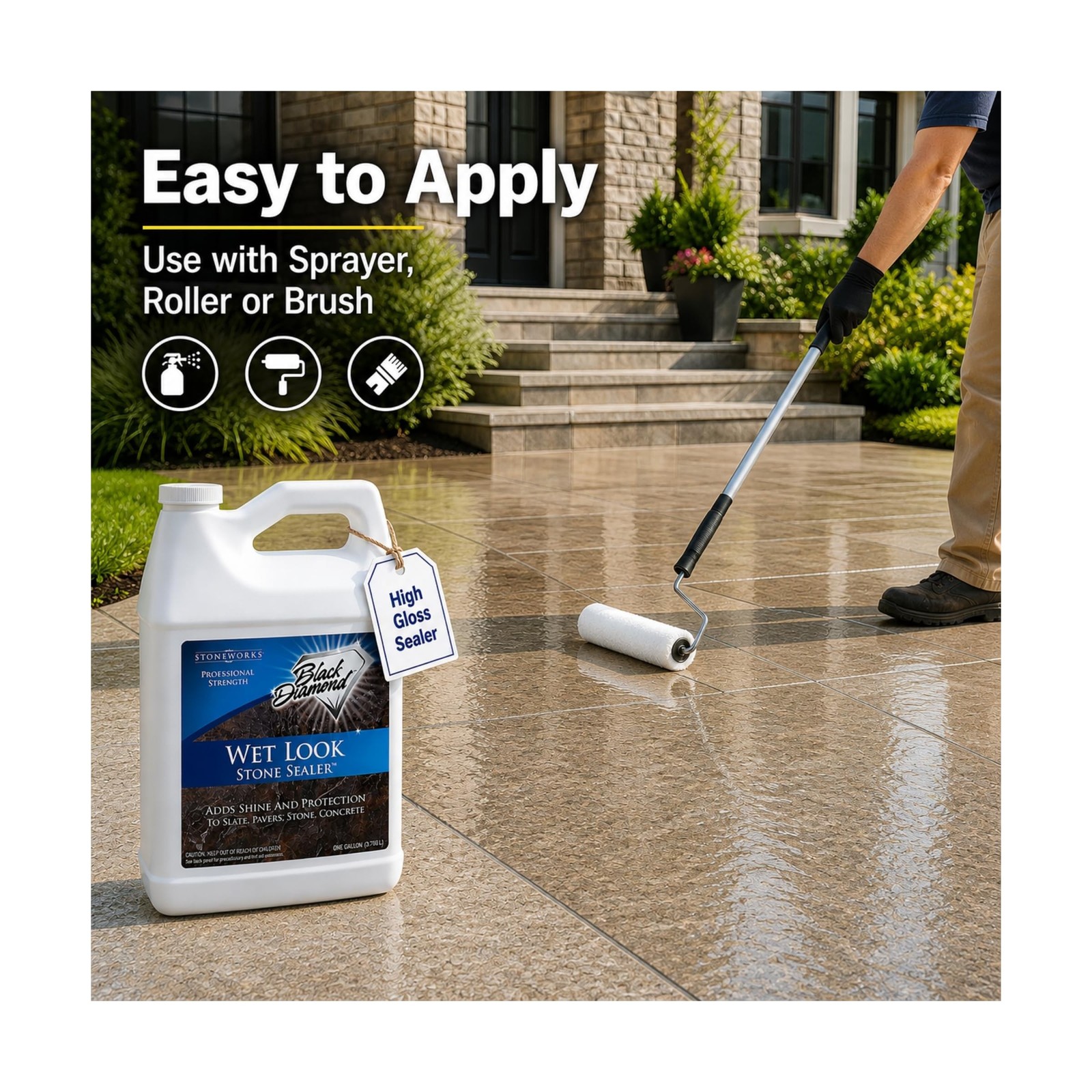 Wet Look Stone & Concrete Sealer, High Gloss for Pavers & Patios, 1 Gallon | …