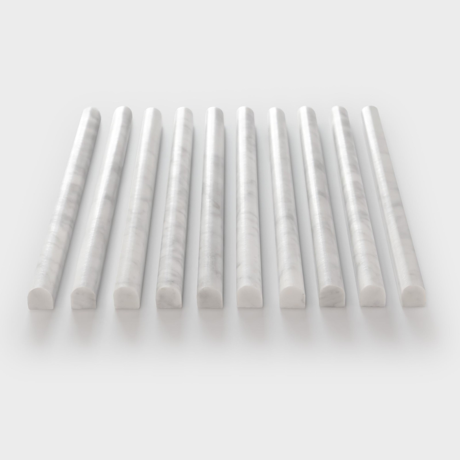 10-Pack Carrara White Marble Pencil Liner Tile Trim, 3/4”x12 Honed Natural Ston