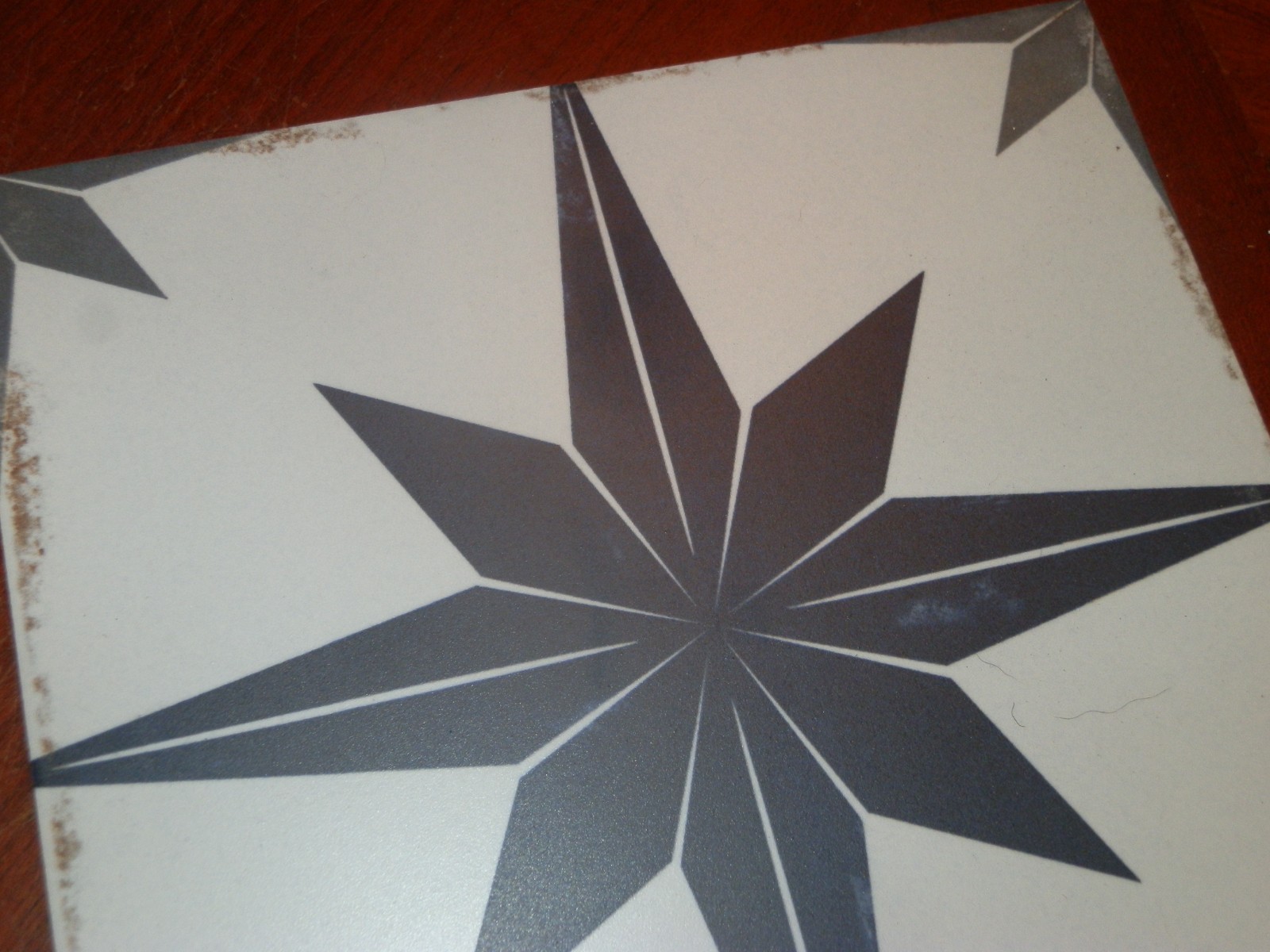 Nautical Star Blue Gray Ceramic Floor Tile: 8″ X 8″ Actual 7-13/16″ Made/Turkey