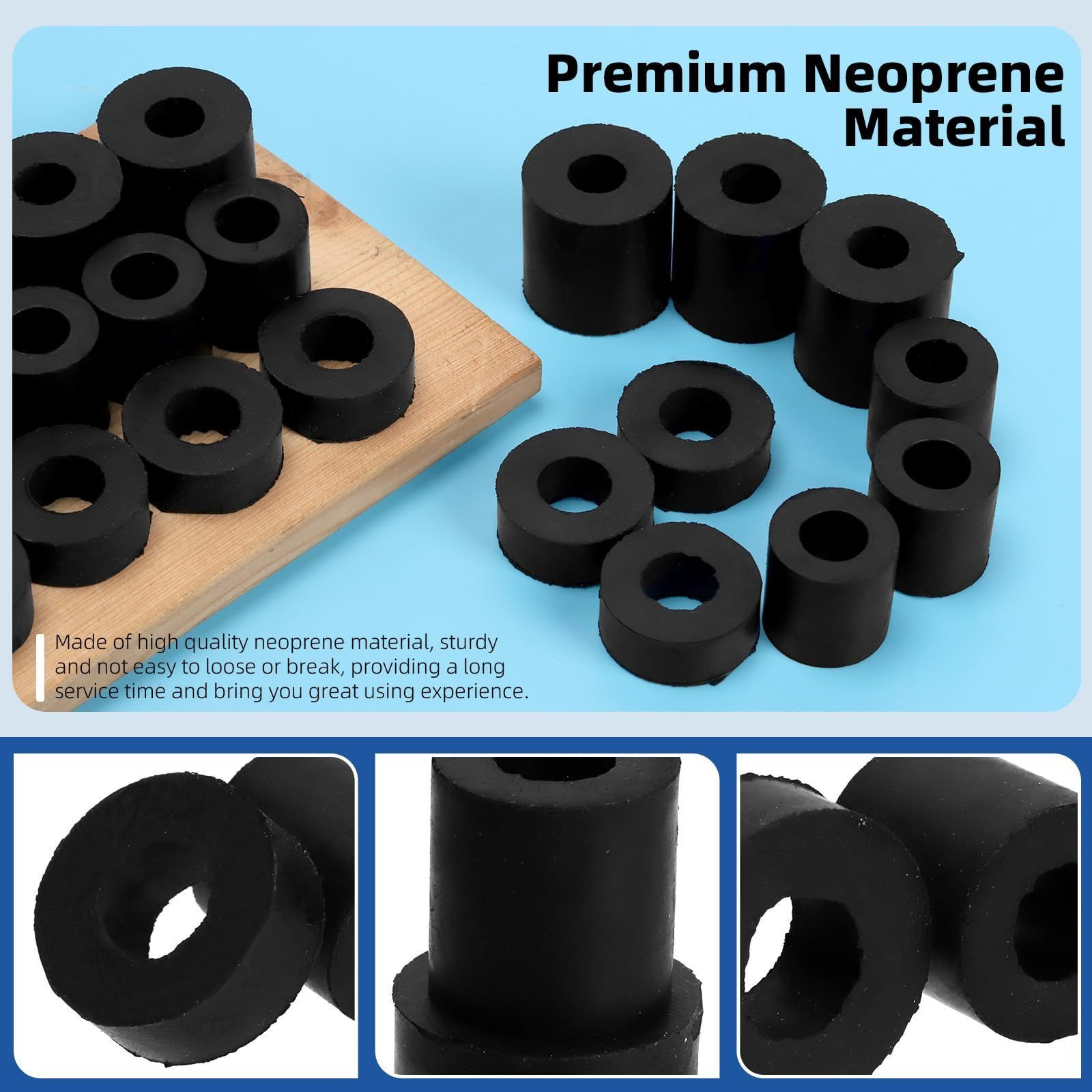 10Pcs Multi Purpose Rubber Spacer, 15/32 Inch OD 25 mm x 10 x 12