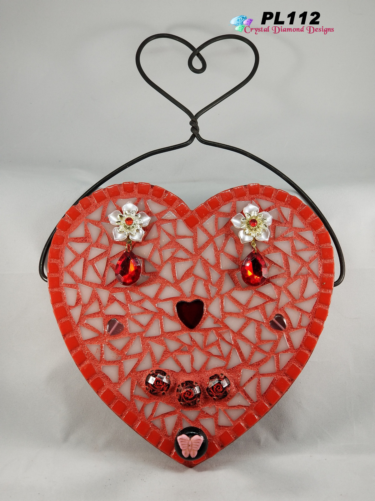 Red Heart with Wire Hanger Valentine Art Handmade Look Great in your Home PL112