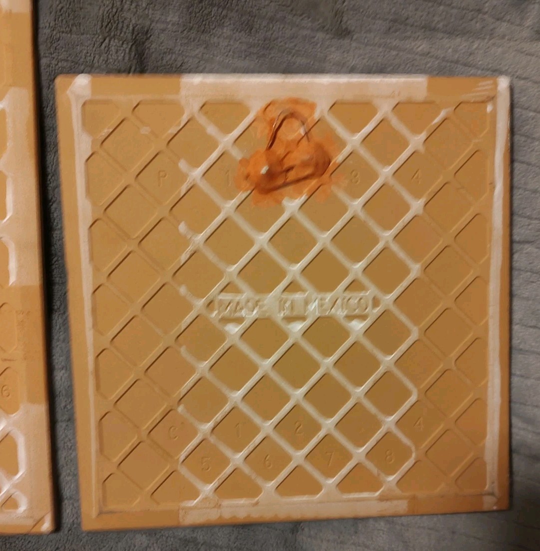 2 Signed art Tiles w/Beach Painting 11 3/4″ x 8″ and 8″ square by Jorge Coper