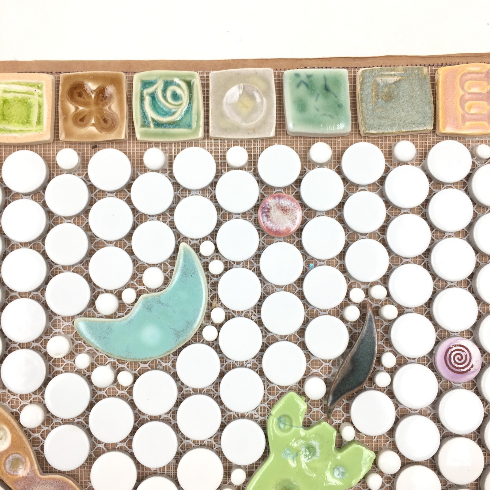 Handmade Tile Mosaic Panel Backsplash 1/4″ Thick, 11.5″ x 14″ Mounted On Mesh