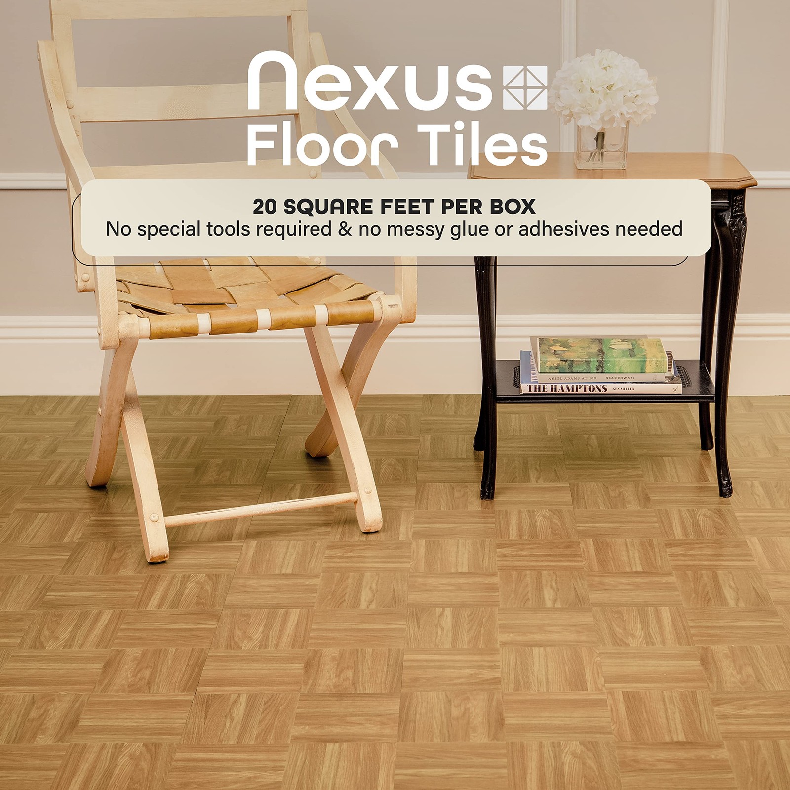 Nexus Self Adhesive 12-Inch Vinyl Floor Tiles, 20 Tiles – 12″ x 12″, Oak Parq…