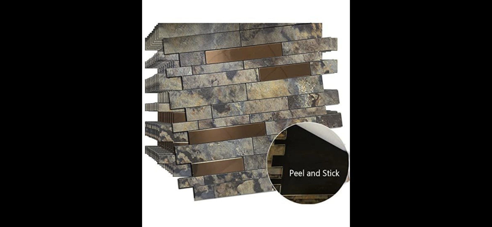Weimeishi Peel-and-Stick Stone/Metal Mosaic Brick Tile Glossy 11.7×11.3