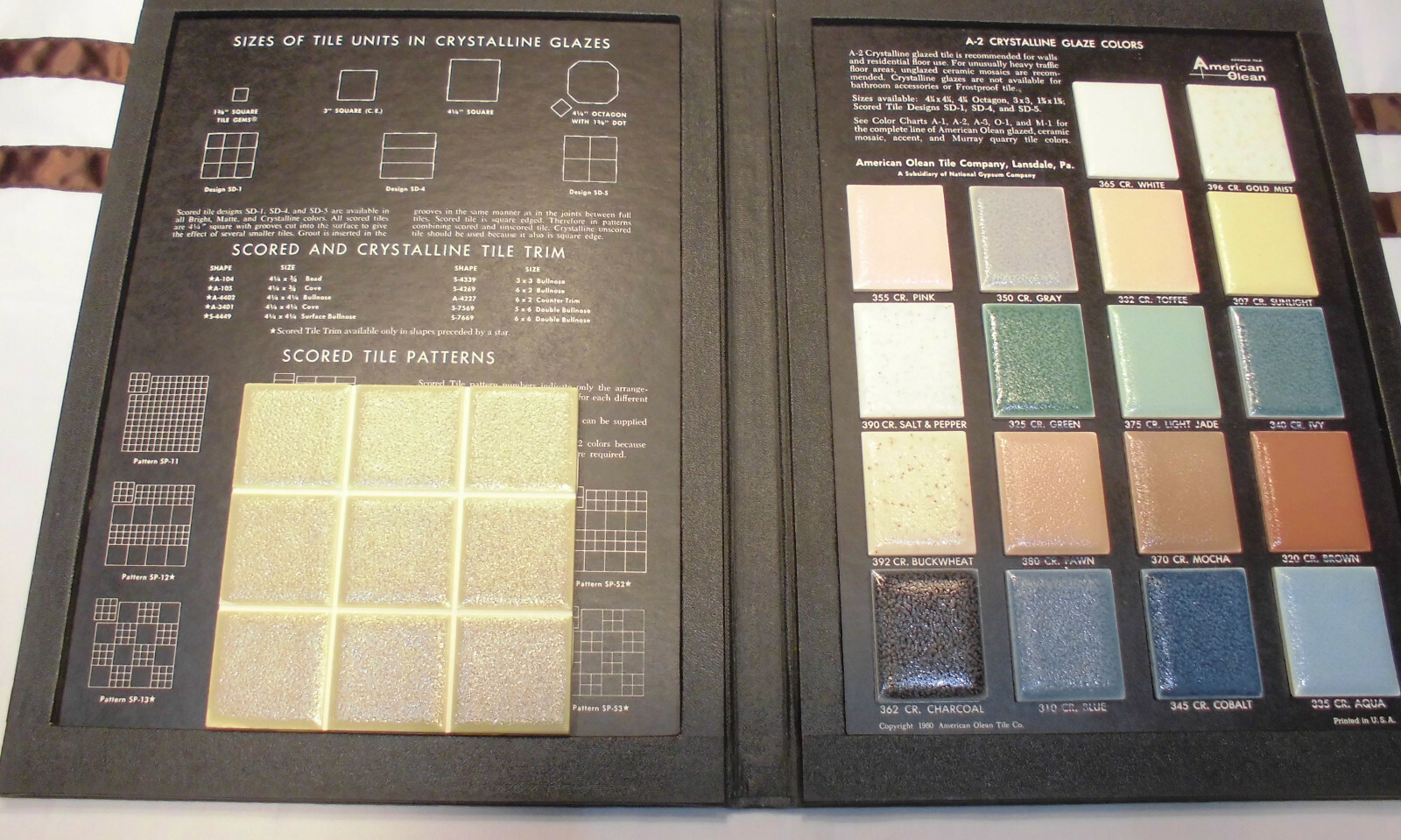 1 pc. Ceramic Tile *Avocado-Green* 9th Scored Crystalline: American Olean 4-1/4″