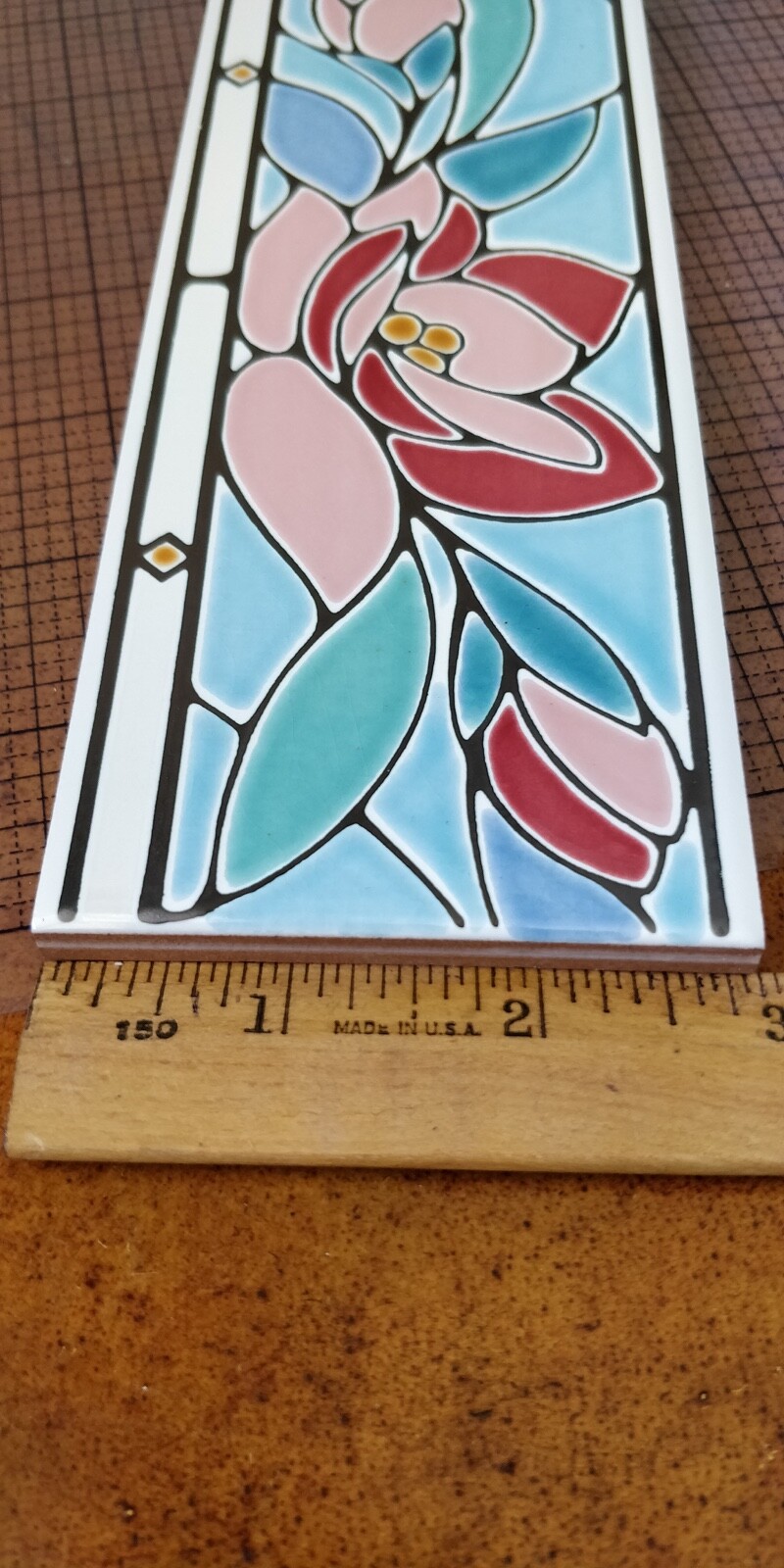 Multi color Flower Border Tile / Accent Tiles / Made in Italy – Hand-painted