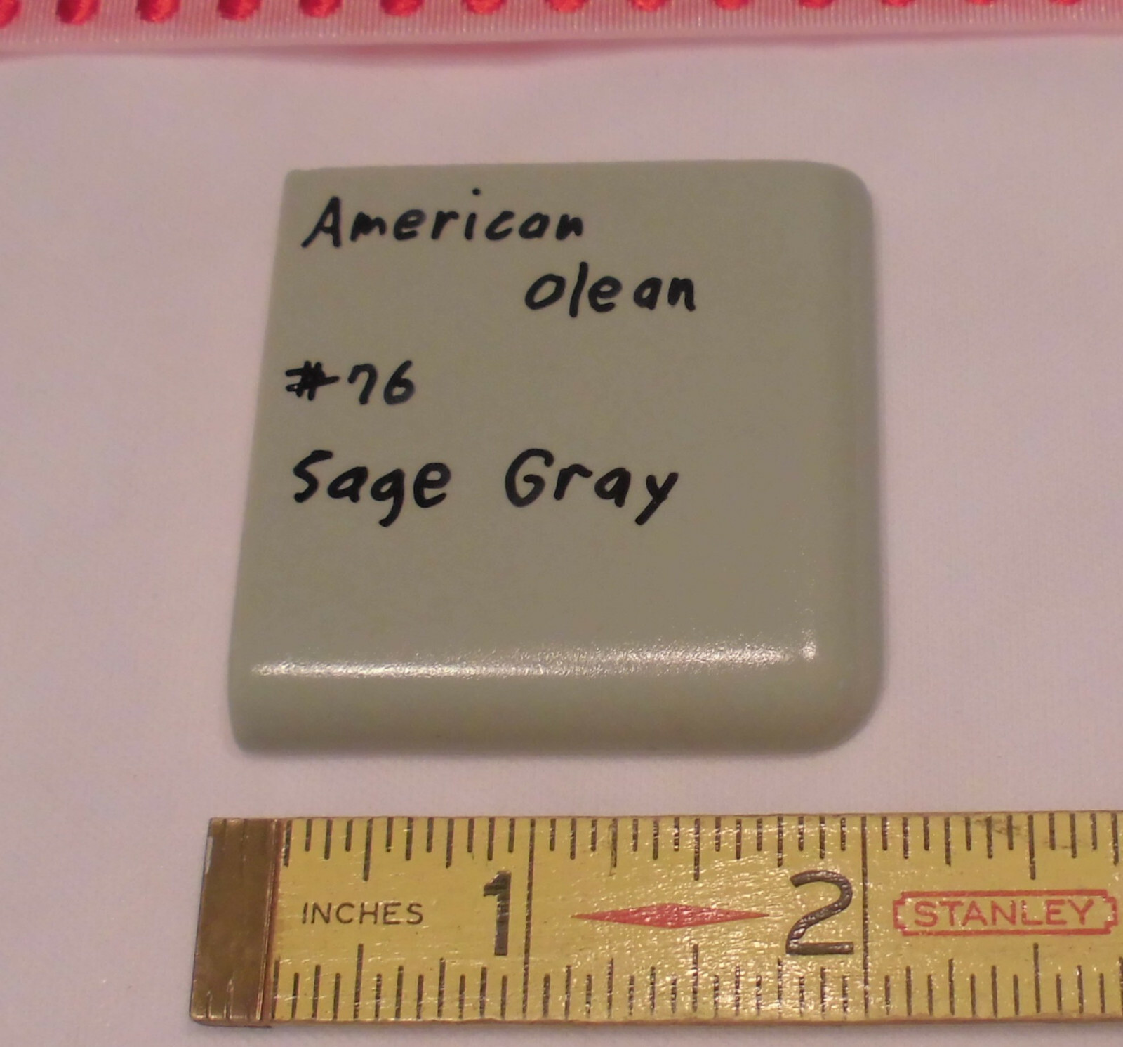 1 pc. Sage Gray 2″ X 2″ X 5/16″ Ceramic Surface Bullnose Corner Tile; Greenest