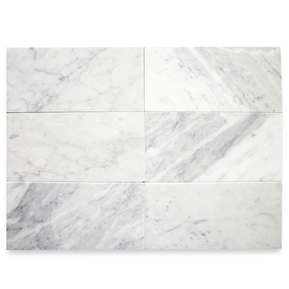 C43H 6×12 Carrara Venato Marble Subway Tile Honed Bianco White Carrera