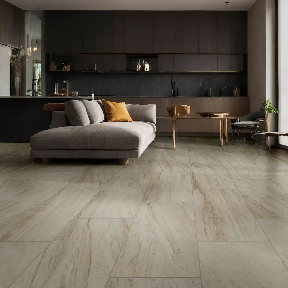 Vigo Beige 12 In. X 24 In. Matte Ceramic Stone Look Floor and Wall Tile (16 Sq.