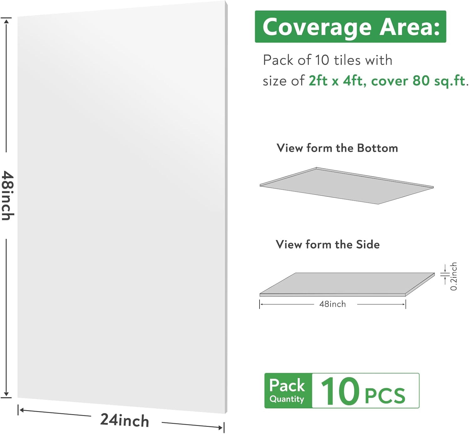 PVC Drop Ceiling Tiles 2′ x 4′, Waterproof, Fire-Rated, Pack of 10