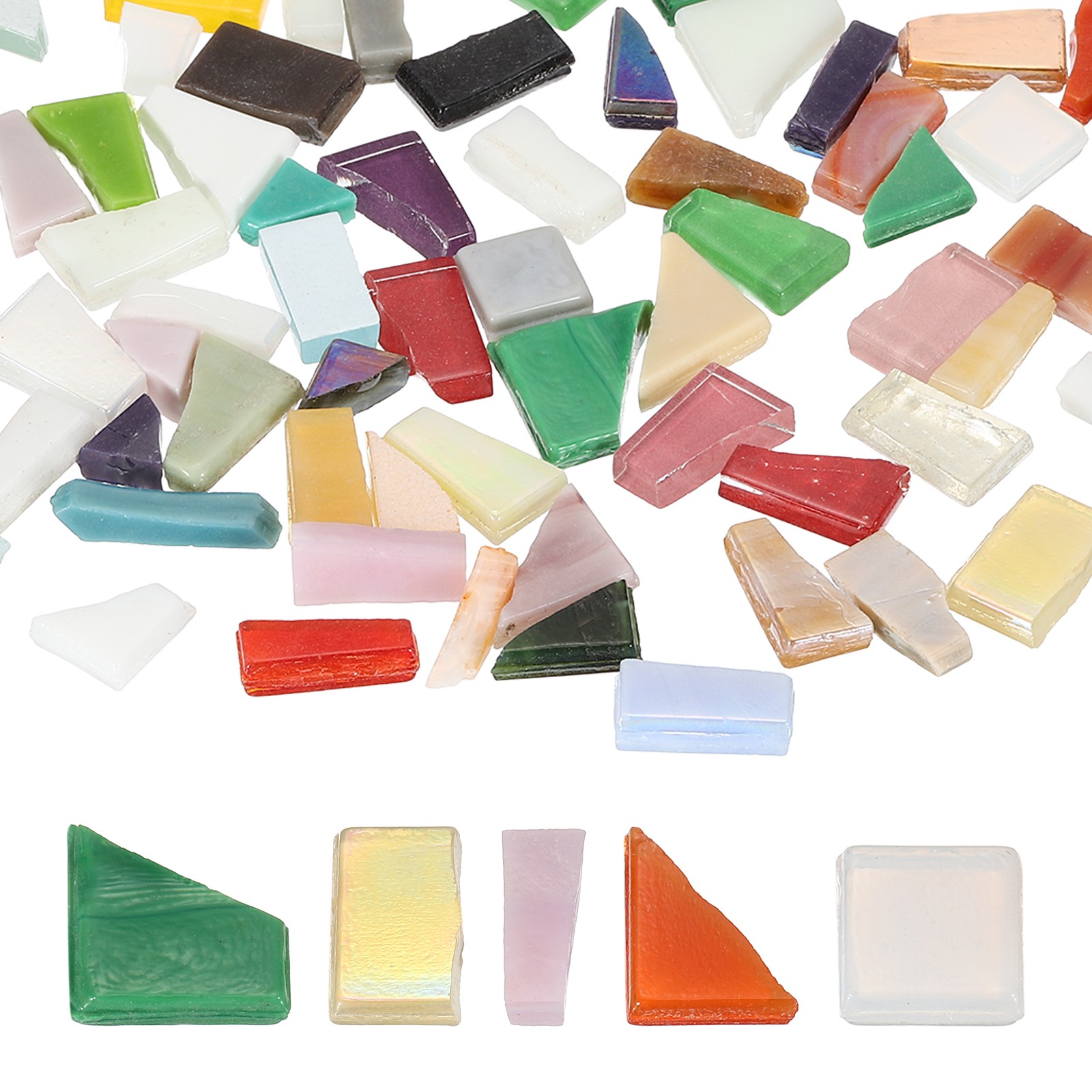 Irregular Glass Mosaic Tiles, 200G/0.4LB Stained Glass Sheets, Multicolor