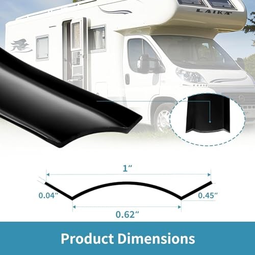 1″ RV Vinyl Trim Molding Insert, 100 FT Black Camper Exterior Screw Cover Trim