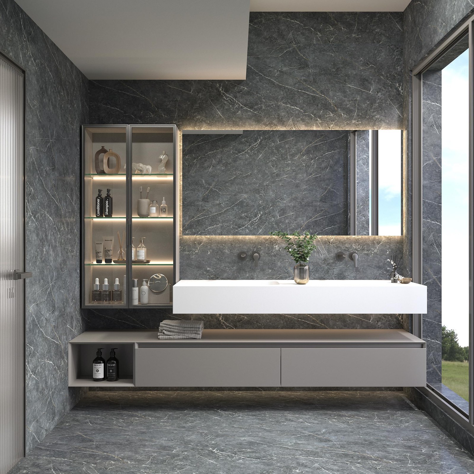 Grey Marble Peel and Stick Matte Flooring Waterproof Stick on Flooring 24″x19…