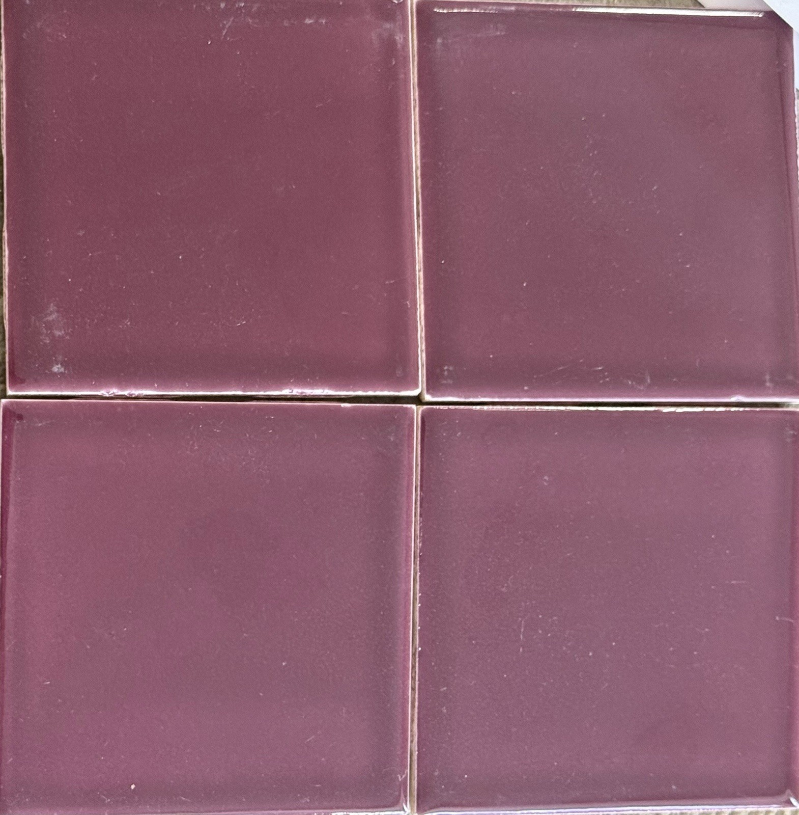 Huntington Tile Burgundy or Maroon 4 1/4” Vintage Field Tile – New Old Stock