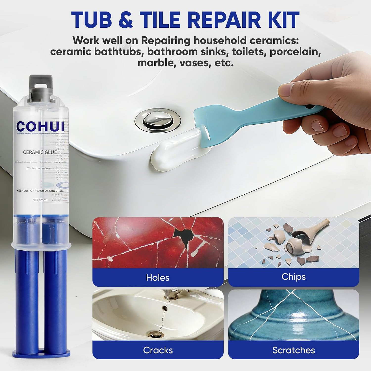 Tub and Shower Repair Kit White – High-Gloss Fiberglass Bathtub Tile Solid Su…