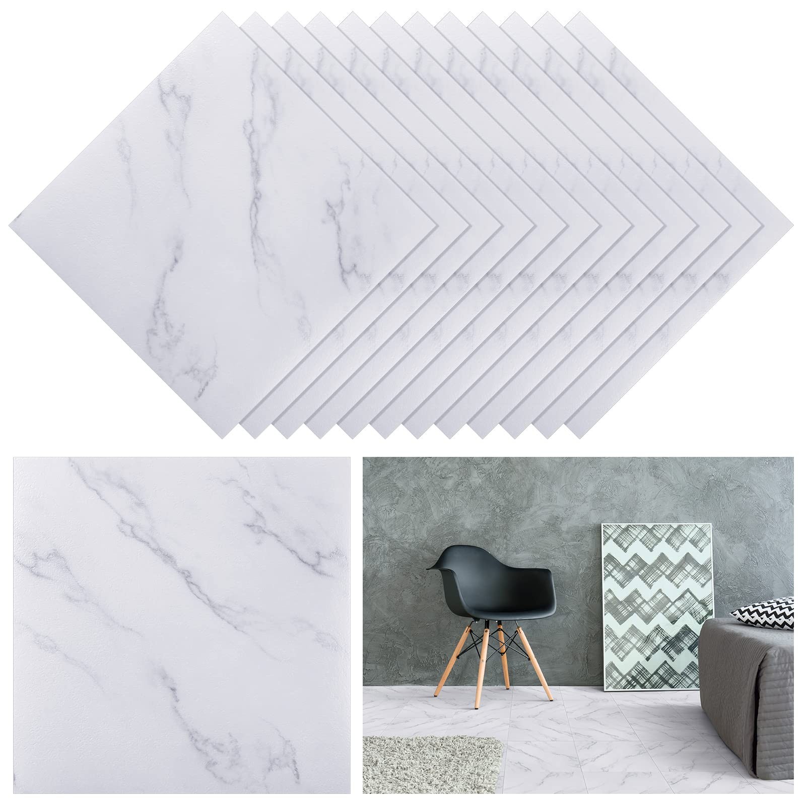 48 Pieces Peel and Stick Floor Tiles Vinyl Flooring 12 x 12 Inch Stick on Flo…