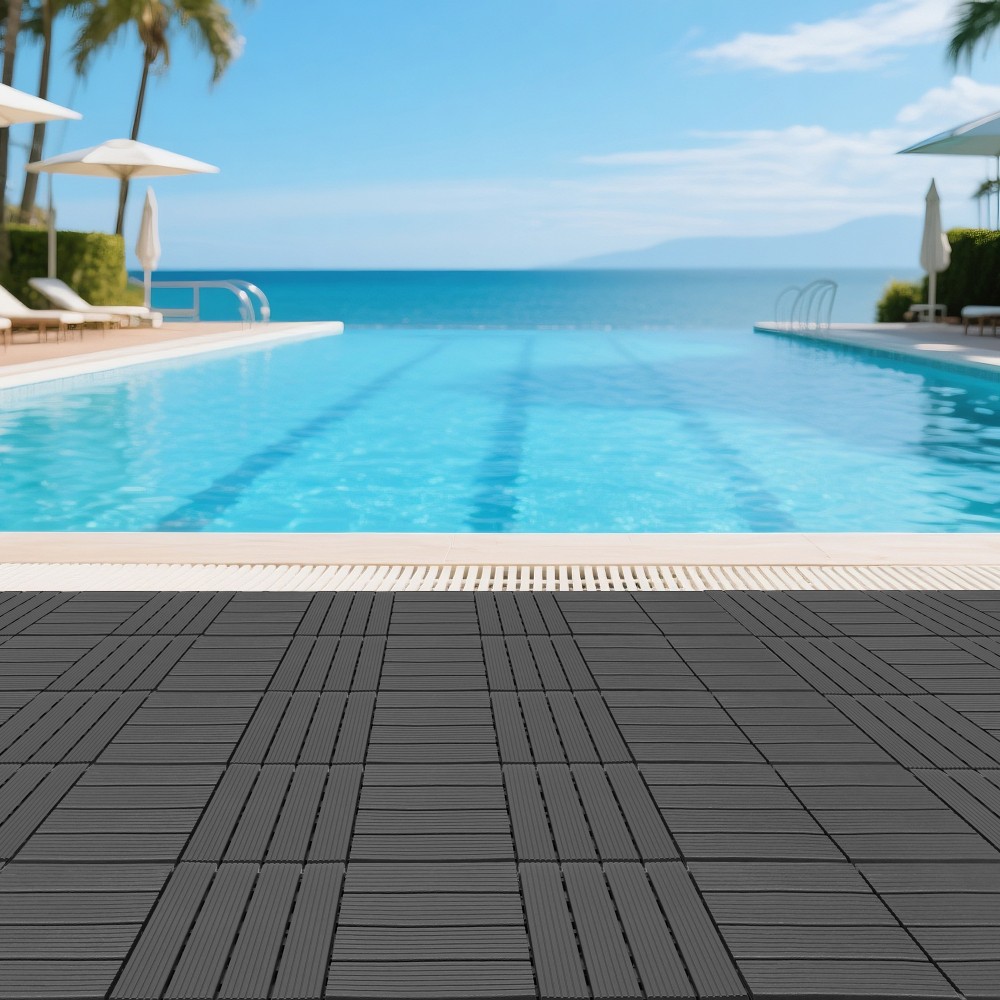 44x Plastic Interlocking Decking Tiles Terrace Decking Tiles, 12 X 12 Inches