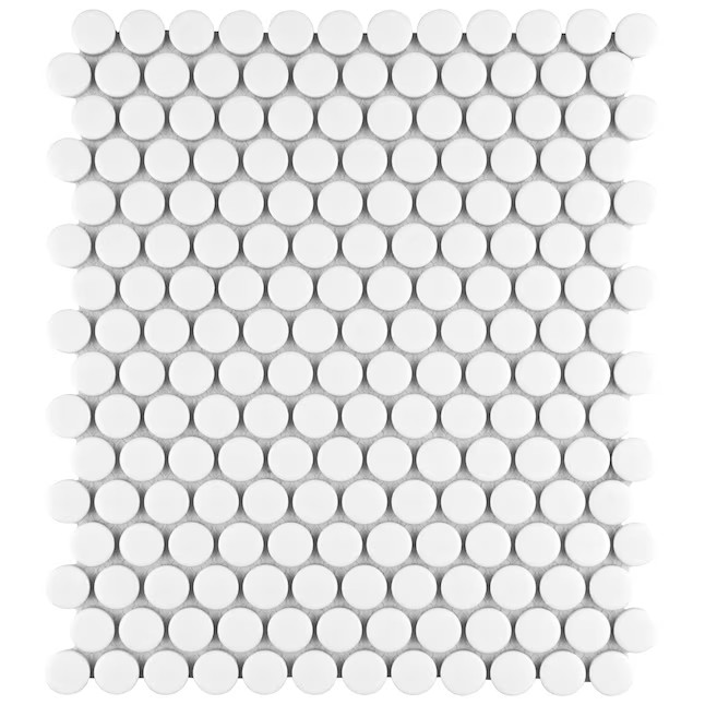 Affinity Tile Metro Penny Matte White10″x12″ Porcelain Round Mosaic Tile 20 Pack