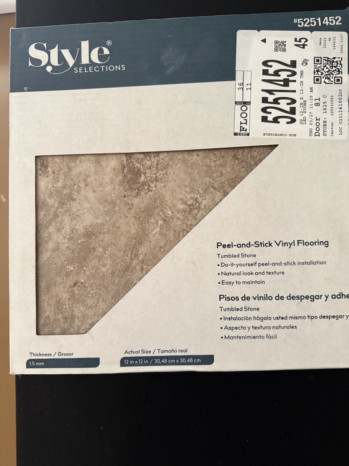 Style Selection Peel-and-Stick Vinyl Flooring Tiles