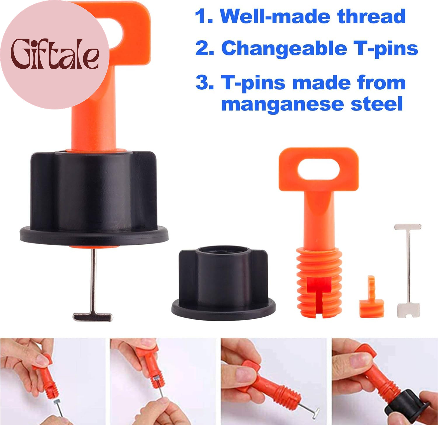Tile Leveling System Kit with 200Pcs Tile Leveler & 4 Special Wrenches & 1000Pcs