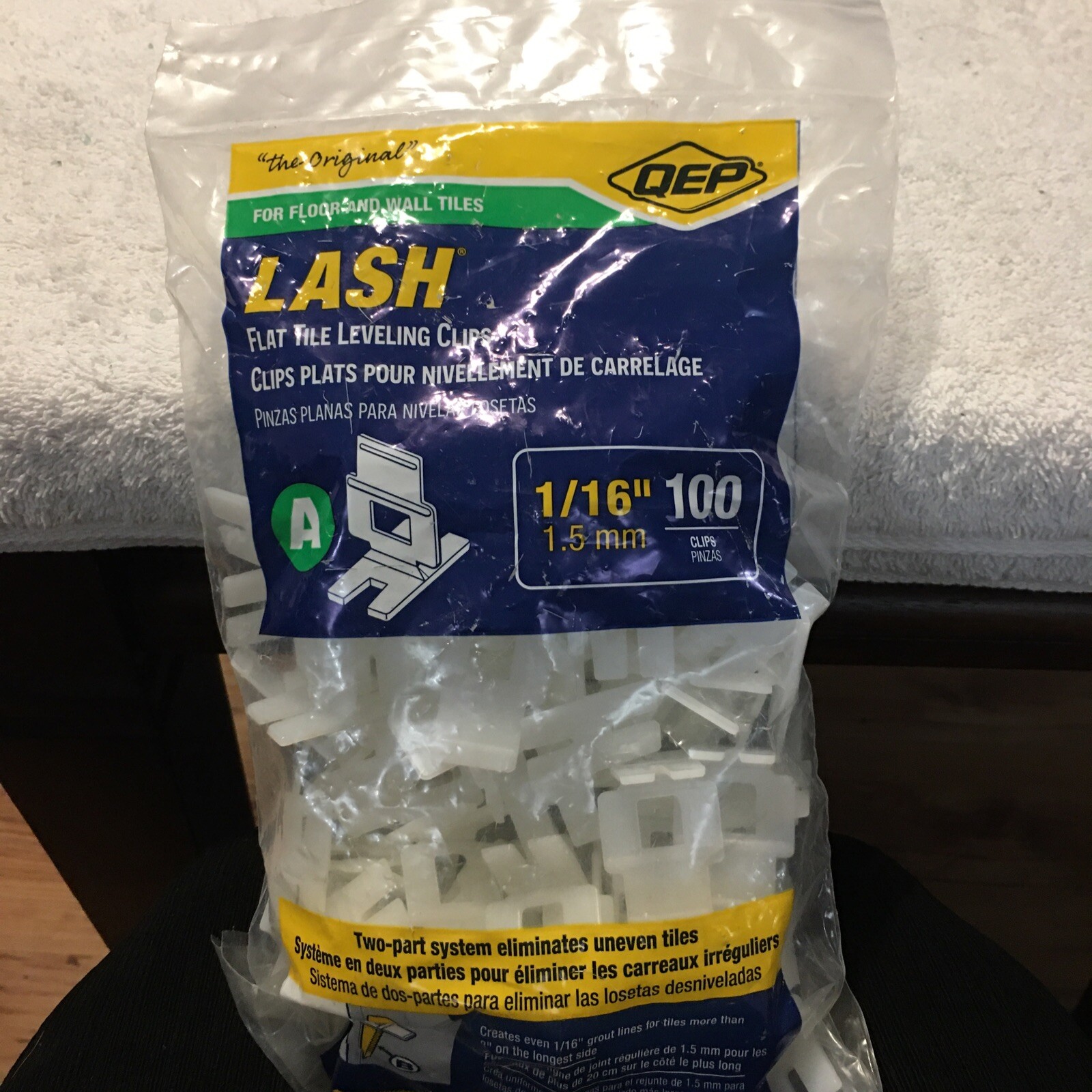 LASH Flat Floor and Wall Tile Leveling System Clips 1/16” 1.5 MM Part A 100 Pk