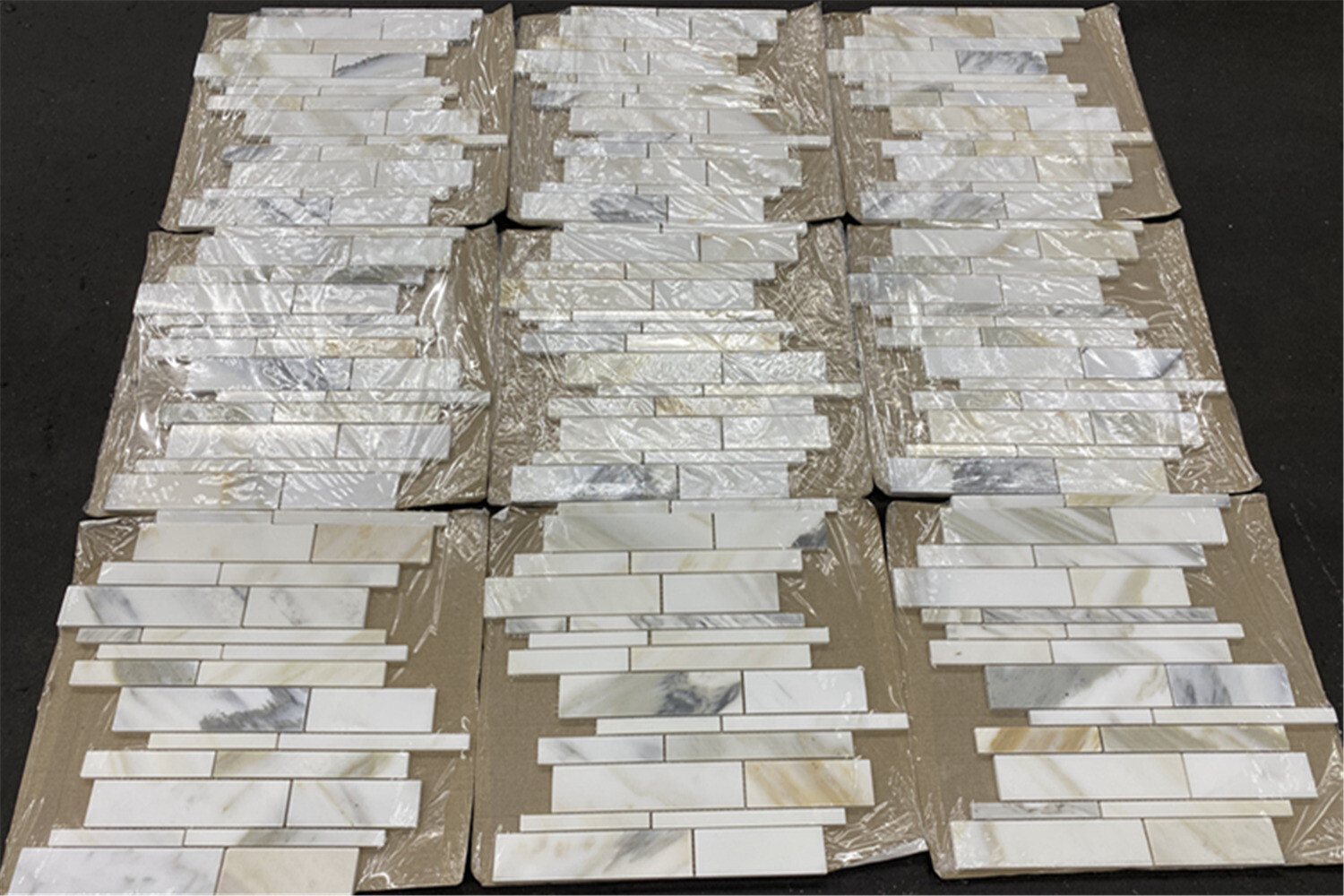 G78XP Calacatta Gold Calcutta Marble Random Strip Mosaic Tile Polished