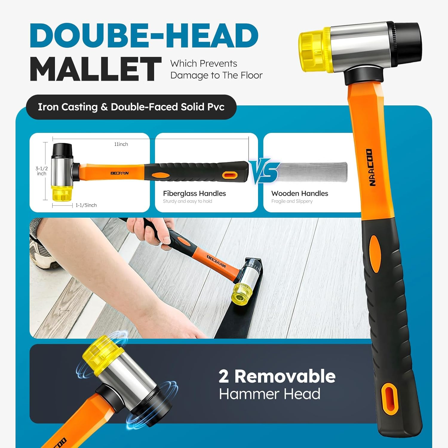 Laminate/Vinyl Flooring Tools, Tapping Block for Vinyl Plank Flooring-Double Sid