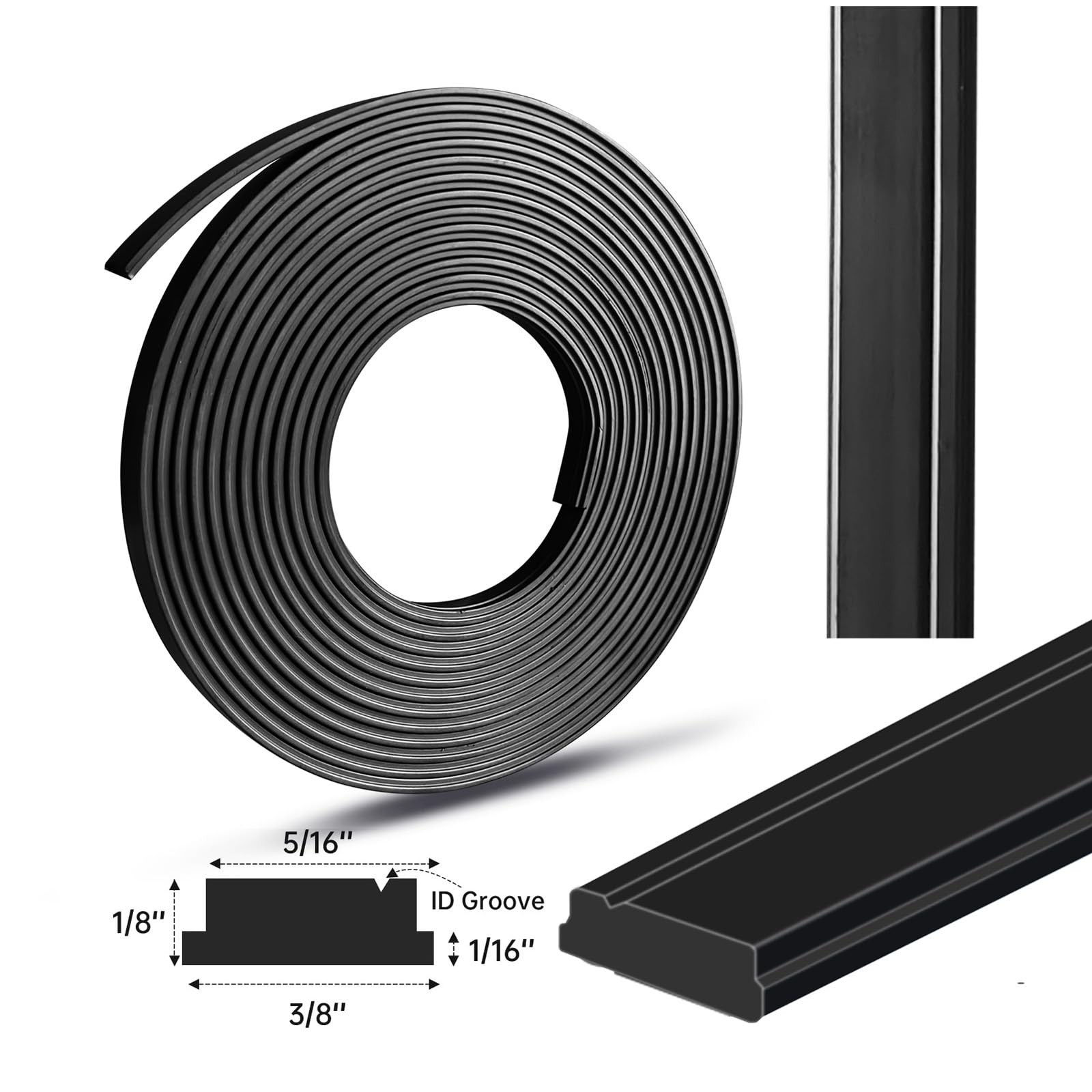 Magnetic Strips for Shower Door 3/8″ Width X 1/8″ Thickness,Framed Black