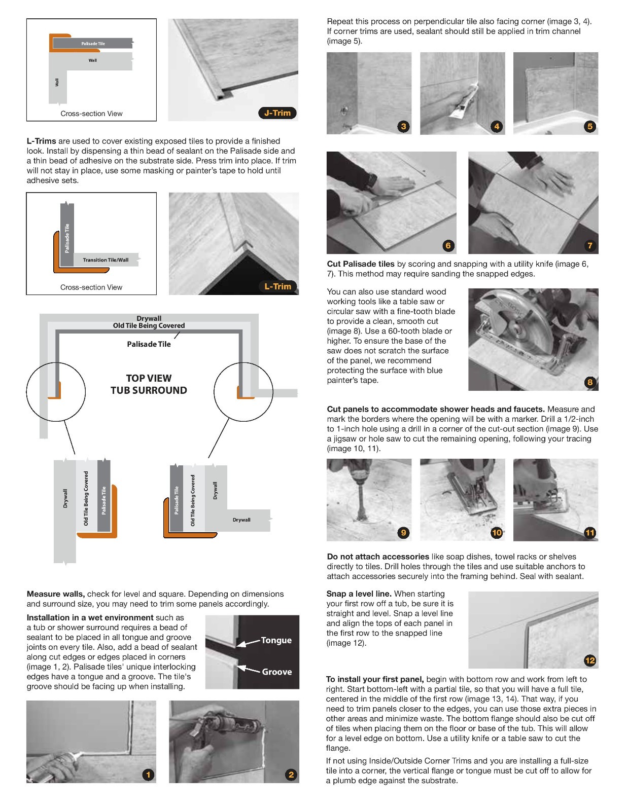 Palisade 23.2 in. x 11.1 in. Tile Shower and Tub Surround Kit
